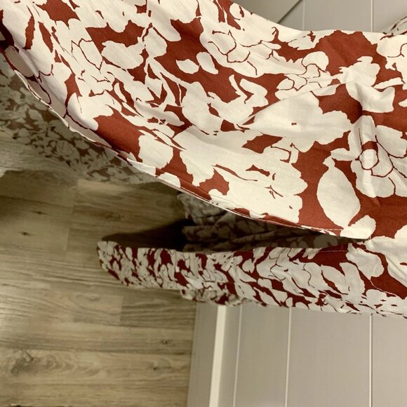 Aakaa Floral Maxi Dress Women Sz S Reddish Brown & White Fall Boho - Picture 5 of 7